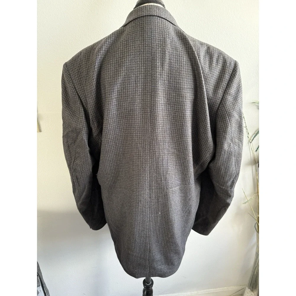 Oscar de la Renta 44R Wool Cashmere Houndstooth‎ Sport Coat Sports Jacket Blazer